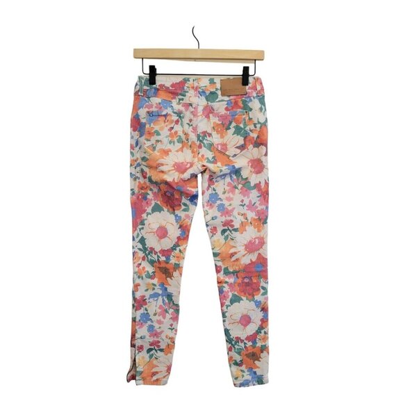 Zara Multicolor Flloral Mid-Rise Skinny Jeans 6 Pants - Picture 2 of 8